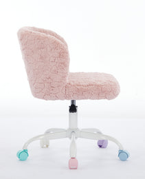 A&A Furniture Office Chair,Artificial Rabbit Hair Home Office Chair With Metal Base,Adjustable Desk Chair Swivel Office Chair,Vanity