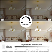 Gold Sputnik Ceiling Light, 4-Light Modern Chandelier with Adjustable Height,Globe Pendant Ceiling Light with Milk Glass Shades, Mid Century Hanging Light Fixture for Living Room Bedroom Foyer