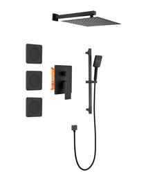 Shower System With Shower Head, Hand-held Shower, Slide Bar, Spray, Shower Arm, Hose, Valve Trim And Lever Handle