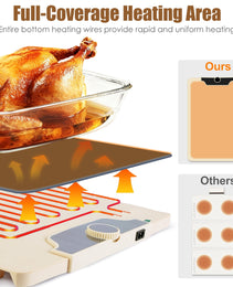 Food Warming Mat 23.6X15.8In 300W Fast Heating Electric Silicone Food Warmer With 14 Temp Levels 10Hrs Timer Settings Roll-Up Portable Hot Plates Heat Pad For Parties Buffet