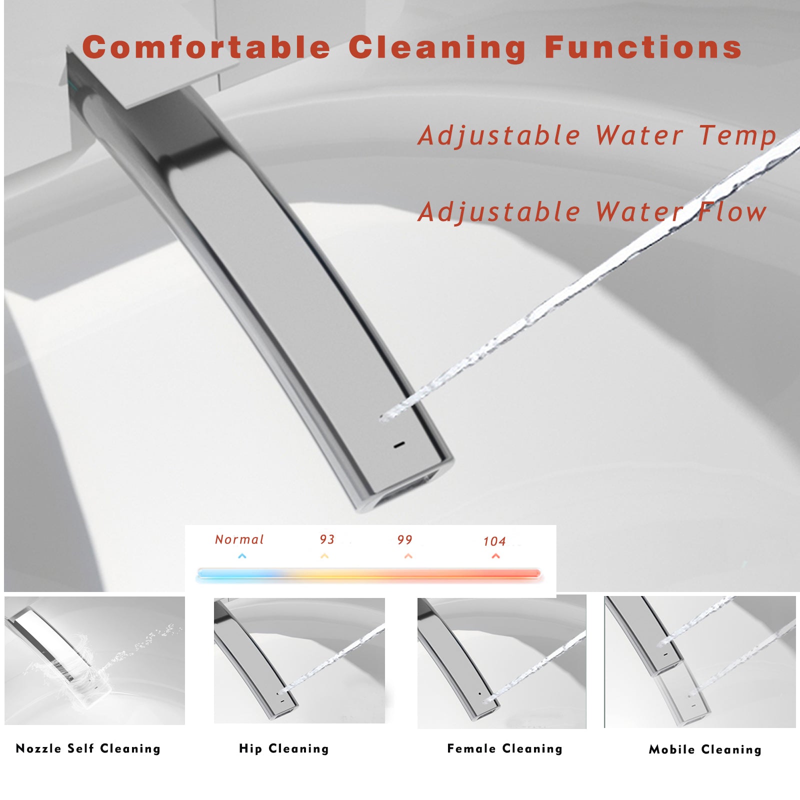 Unique Smart Toilet with Built-In Bidet – One-Piece Intelligent Toilet with Auto Open/Close Seat, Warm Water, Dryer & LED Display (Grey)