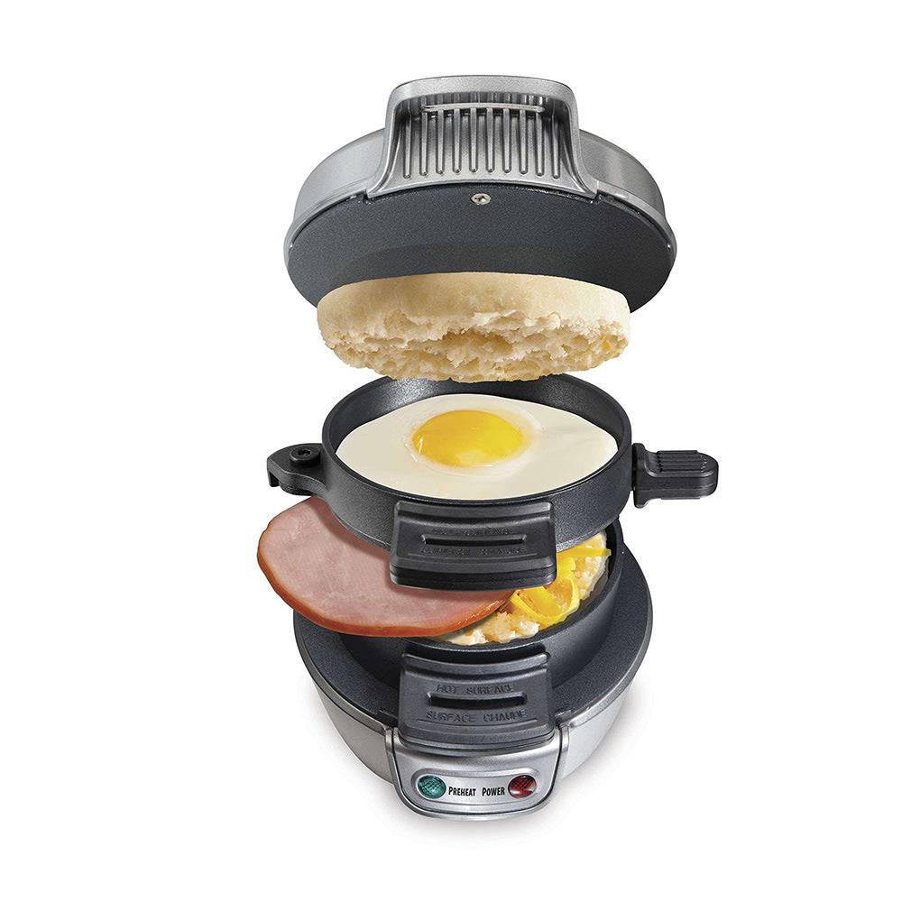 3-in-1 Compact Breakfast Station – 600W Hamburger Maker, Sandwich Press & Fried Egg Toaster