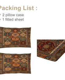 3pcs Retro Bohemian Geometric Style Minimalist Comfort Series Bed Fitted Sheet And Two Pillowcases Bedding For All Seasons Use