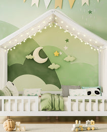 Montessori Floor Bed With Canopy, Full Bed Frame For Kids, House Shape Kids Bed Frame With High Railings, Wood Kids Bed With Roof, Kid Full Bed, White
