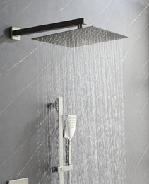 Shower System With Shower Head, Hand Shower, Slide Bar, Sprayer, Shower Arm, Hose, Valve Trim And Lever Handle