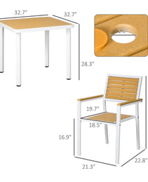5pc Patio Table and Chairs Set, Aluminum Patio Dining Set w/ HDPE Materials, Umbrella Hole, Yellow