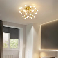 Modern LED Ceiling Chandeliers Black Gold Tree branch Surface Mount Kids Lamps ball glass shades lights For Foyer Chandelier