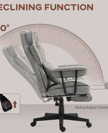 400LBS Big and Tall Office Chair, Massage Office Chair with Footrest, Lumbar Support and Reclining Function, Gray