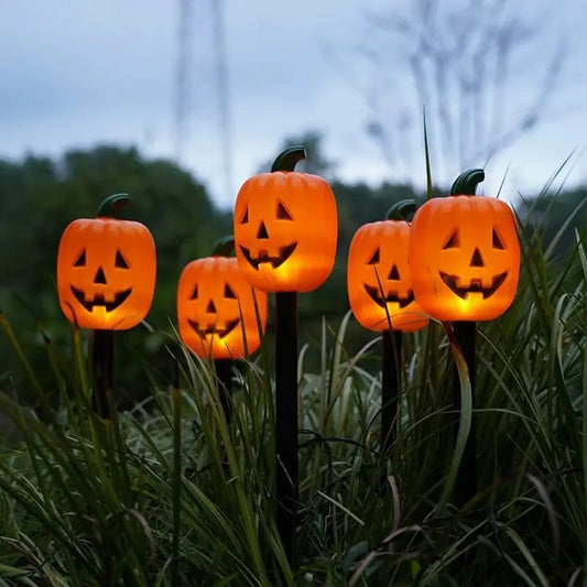 5PC/Set Halloween Solar Orange Pumpkin Garden Lights Outdoor Waterproof LED Path Lights Yard Lawn Holiday Party Decorations