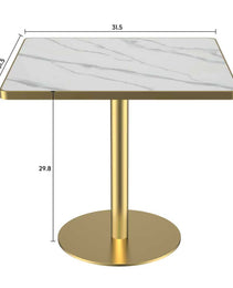 Square Modern Dinning Table 31.5 Inches Bistro Table Tulip Table With Faux Marble Top,Easy Assemble,Sturdy Metal Frame Diameter