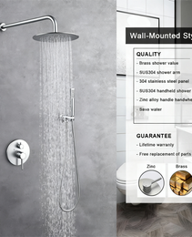 Shower System Shower Faucet Combo Set Wall Mounted With 10" Rainfall Shower Head And Handheld Shower Faucet, Brushed Nickel[Unable Ship Weekends, TK/TEMU Only For Pickup]