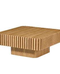 31.5 Inch Modern Handcraft Drum Coffee Table Square Coffee Table For Living Room,Small Wooden Coffee Table With Sturdy MDF Pedesta,Natural Color