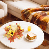 2 Pcs 9.8 Inch Fall Candle Rings Wreaths Candlestick Decorative Rattan Garland Maple Leaf Berries Sunflowers Candle Rings Autumn Wedding Parties Centerpieces - CJDS - FC