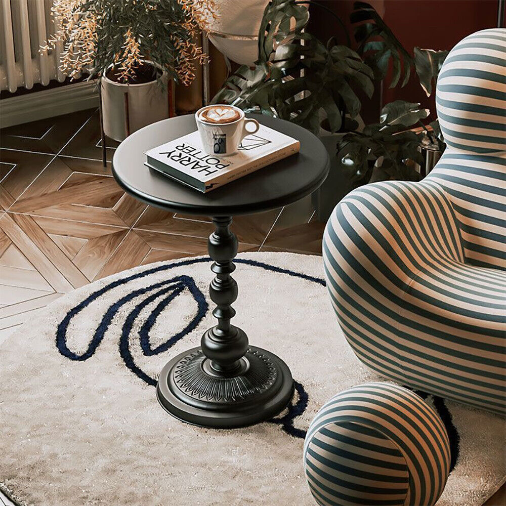 Metal Round Side Table Vintage End Table Small Accent Pedestal Table Nightstand
