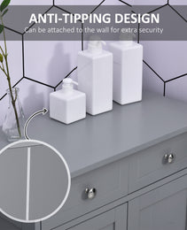 Freestanding Bathroom Floor Cabinet, Wooden Bathroom Cabinet with 2 Doors, 2 Drawers and Adjustable Shelf, Gray