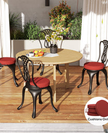 Patio Chair Cushions Set of 4 Round Seat Cushions for Dining Bistro Chairs Machine Washable, 15" x 15" x 3", Wine Red