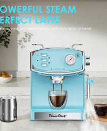 20 Bar Espresso Machine - Professional Compact Espresso Maker With Milk Frother, 54oz Large Water Tank, Low Noise, For Cappuccino, Latte, Blue, Amazon Resale Prohibited