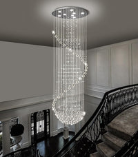 D24'' X H78'' Crystal Chandelier Glam Chandelier High Ceiling Chandeliers for Staircaes Large Raindrop Chandeliers LED Dimmable Light Fixtures for Foyer Hallway Entryway