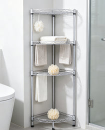 4Tier Wire Shelving Rack Metal Storage Shelf Unit For Laundry Bathroom Kitchen Pantry Closet