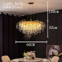 Royal Nordic Luxury Crystal Chandeliers Gold Chrome Water Drop Pendant Light Living Room Hotel Hall Villa Indoor Decor Fixture