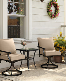 4 Patio Chair Cushions with Seat & Backrest, Fade Resistant Seat Replacement Cushion Set, Beige
