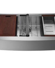 30" Stainless Steel Farmhouse Workstation Sink – 304 Grade Apron-Front Drop-In Basin with Integrated Ledge & Accessory Kit