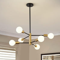 Modern Chandeliers for Dining Room, Black and Gold Chandelier Ceiling Light Fixture 6-Light Sputnik Chandeliers Mid Century Chandeliers for Living Room,Kitchen Island,Bedroom,Foyer