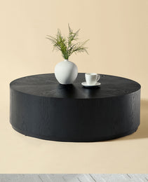 35.43 Inch Modern Round Coffee Table MDF Coffee Table For Living Room,Drum Center Table For Apartment,No Need Assembly,Black W2582P188323