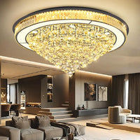 24" Modern Crystal Dimmable Chandeliers for Living Room LED Chandeliers Flush Mount Ceiling Light Fixture Dining Room Bedrooms Gold