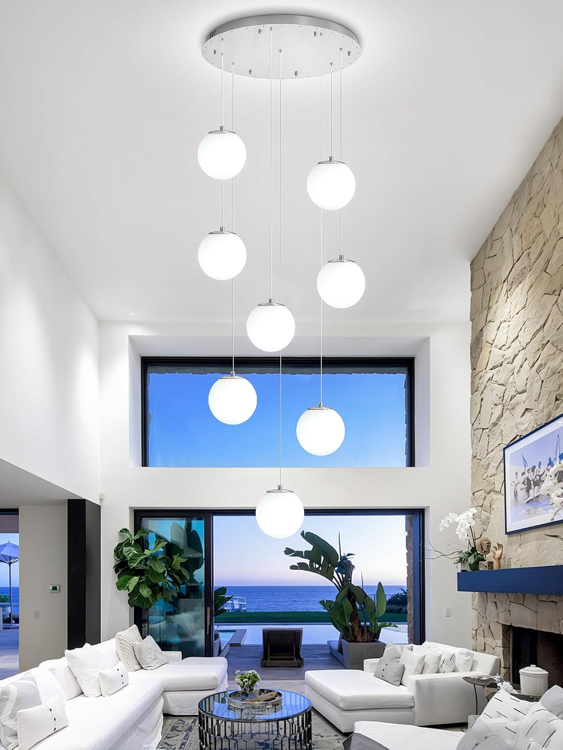 Modern Globe Chandelier Bubble Chandelier for Staircase Globe Pendant Light