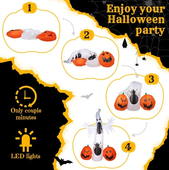 11.8 FT Halloween Inflatables Ghost Spider Pumpkin Outdoor Decorations - CJDS - FC