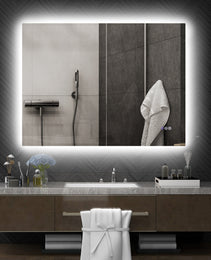 Dimmable Bathroom Mirror with Lights, 37" x 35" Backlit LED Mirror w/ Anti-Fog, Memory & Infinite Color Temperature