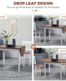 55" Wood Kitchen Table, Drop Leaf Tables for Small Spaces, Brown