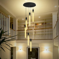 5-Lights Rectangular Pendant Lights for Kitchen Island Black Linear Crystal Chandelier Modern Chandeliers for Kitchen Island Dining Room