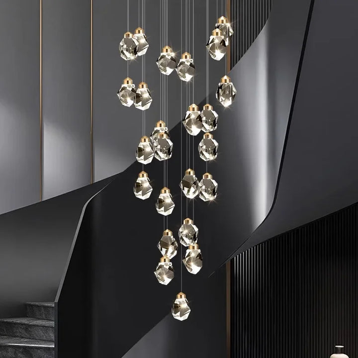 Modern Hall LED Chandeliers Luxury Villa Staircase Crystal Chandeliers Attic Hotel Lighting Fixtures Home Decor Chandeli