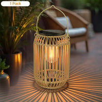 Solar Lantern Outdoor Solar Lanterns Waterproof for Outside Hanging Woven Lantern Boho Lamp Lights Decoration for Garden Yard