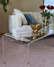 Coffee Table, 39inch Acrylic Long Rectangle Tea Table , Clear