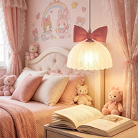 Pink Bow Children's Room Chandeliers Cute Girl Bedroom Bedside Lamps LED Romantic Warm Baby Room Princess Room Chandelier