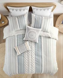 Full Queen Cotton Printed Duvet Cover Set With Chenille