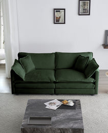 2 Seater Loveseat And Chair Set, 2 Piece Sofa & Chair Set, Loveseat And Accent Chair , 2-Piece Upholstered Chenille Sofa Living Room Couch Furniture 1-2 Seat  ,Green Chenille