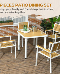 5pc Patio Table and Chairs Set, Aluminum Patio Dining Set w/ HDPE Materials, Umbrella Hole, Yellow