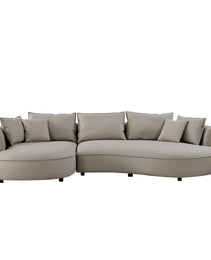Modern Sectional Curved Sofa Couch For Living Room,Upholstered 5-Seat Sofa Couch Eco-leather Couch Set For Apartment Office,Light Grey