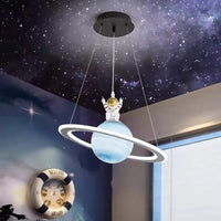 Planet Light Children's Room Chandeliers LED Astronaut Glass Ball Lamp Modern Warm Nursery Baby Room Boy Girl Bedroom Chandelier