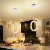 Gold 1 Ring Pendant Lights Kitchen Island Single Head Crystal Chandeliers Foyer Entrance Modern LED Dimmable Chandeliers
