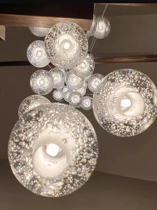 Modern Spiral Staircase Chandelier 2026 Glossy LED Light Crystal Ball Chandelier Indoor Ceiling Lighting Bedroom Restaurant Lamp