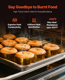 Baking Pan Set 3-Piece Nonstick Carbon Steel Bakeware Set With Silicone Handle