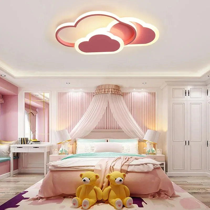 Led Ceiling Lamp For Children Kid Girls Room Bedroom Study Cloud Ceiling Light Heart Shape Pink Child Kid Star Chandelier Light