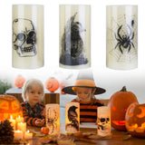 3 Pack Halloween Flameless Candle Lamp With Timer Setting Battery Operated Warm Orange Light Candles For Halloween Party Decoration - CJDS - FC