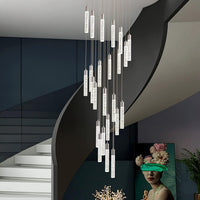 24-Light LED Modern Crystal Chandeliers, Large Long Foyer Chandeliers for High Ceilings, 78" Extra Long 3 Color Dimmable Staircase Chandelier Crystal Drop Light for Foyer Double Height Ceiling