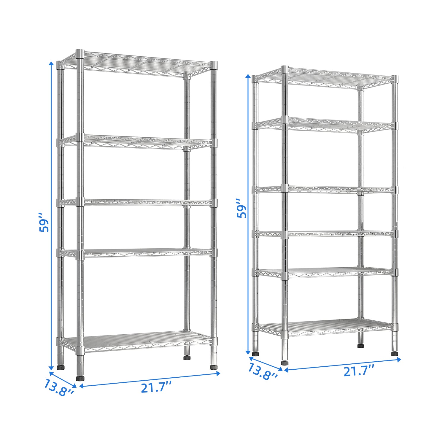 62.9''W Adjustable Storage Shelves NSF Wire Shelving Unit Multiple Rows Shelving For Storage Rack Shelves For Storage Heavy Duty Garage Shelf Pantry Shelves Kitchen Shelving,